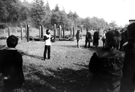 Marko Pogačnik at the opening of the sculpture in 1983. (photo: Marko Pogačnik's personal archive)